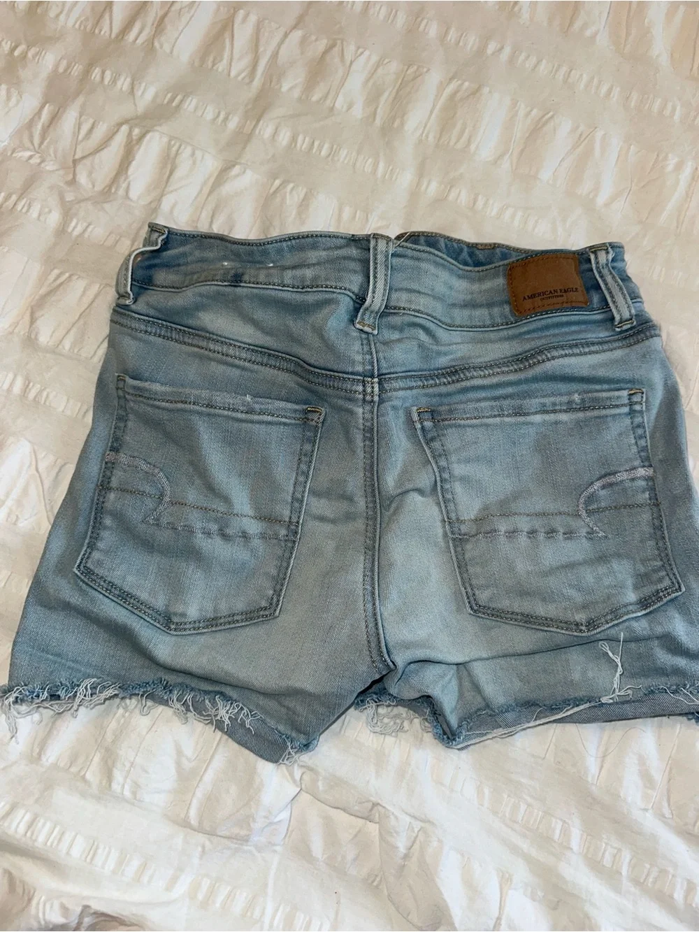American Eagle Next Level Stretch Light Wash Frayed Denim Shorts 6